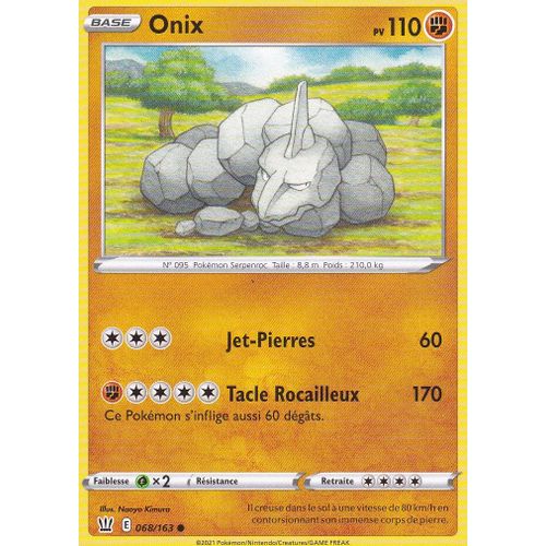 Carte Pokemon - Onix - 068/163 - Épée Et Bouclier 5 - Styles De Combat - Eb5 - Vf