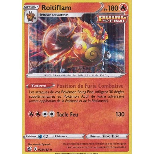 Carte Pokemon - Roitiflam Poing Final - Holo-Rare - 025/163 - Épée Et Bouclier 5 - Styles De Combat - Eb5 - Vf