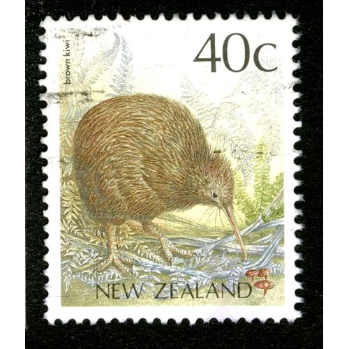 Timbre Oblitéré New Zealand, Brown Kiwi, 40 C