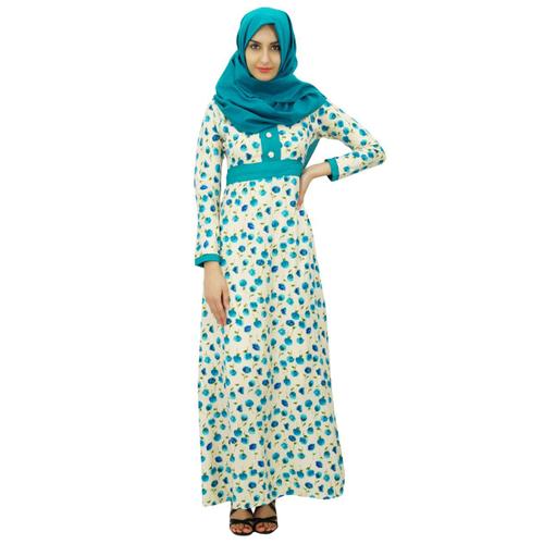 Bimba Imprim Floral Islamique Jilbab Robe Femmes Designer Maxi Abaya Rayonne