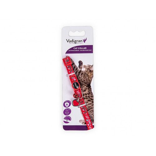 Vadigran Collier Chat Love Rouge 20-30cm X 10mm
