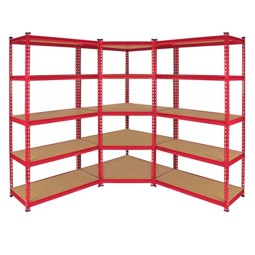 Monster Racking - 1 Rayonnage D'angle Z-Rax Rouge Et 2 Rayonnages Z-Rax Rouges En Acier Sans Boulons 90cm X 45cm X 183cm