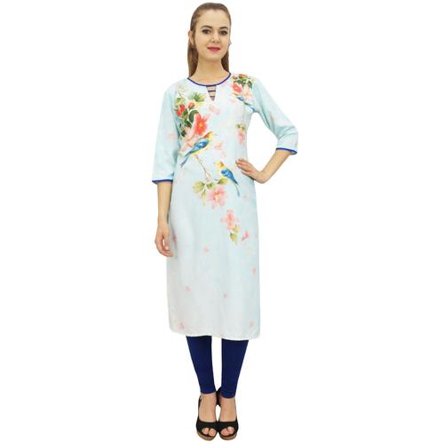 Bimba Staright Kurta Moss Indian Femmes Georgette Imprim Kurti Robe - 36