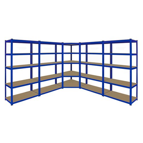Monster Racking - 1 Rayonnage D'angle T-Rax Bleu Et 4 Rayonnages T-Rax Bleus En Acier Sans Boulons 90cm X 45cm X 180cm