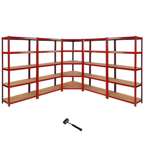 Monster Racking - 1 Rayonnage D'angle Z-Rax Rouge Et 4 Rayonnages Z-Rax Rouges En Acier Sans Boulons 90cm X 45cm X 183cm