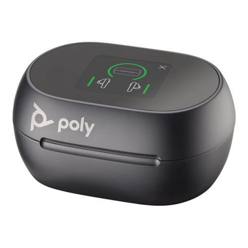 Poly Voyager Free 60+ UC - Écouteurs sans fil avec micro - intra-auriculaire - Suppresseur de bruit actif - USB-A via adaptateur Bluetooth - noir de charbon - certifié Zoom