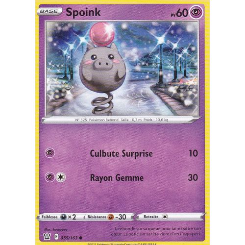 Carte Pokemon - Spoink - 055/163 - Épée Et Bouclier 5 - Styles De Combat - Eb5 - Vf