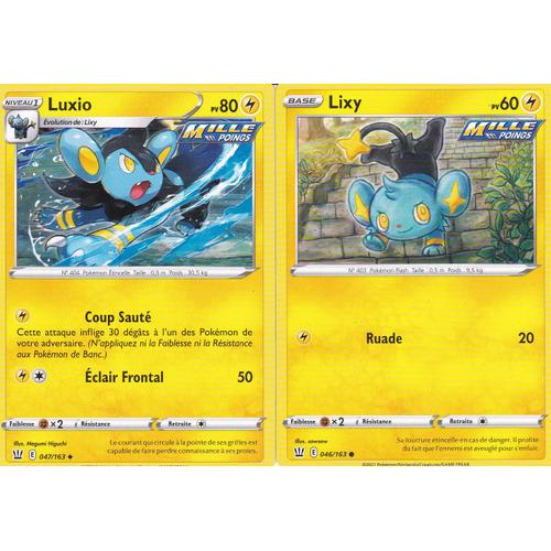 2 Cartes Pokemon - Luxio 047/163 - Lixy 046/163 - Épée Et Bouclier 5 - Styles De Combat - Eb5 - Vf