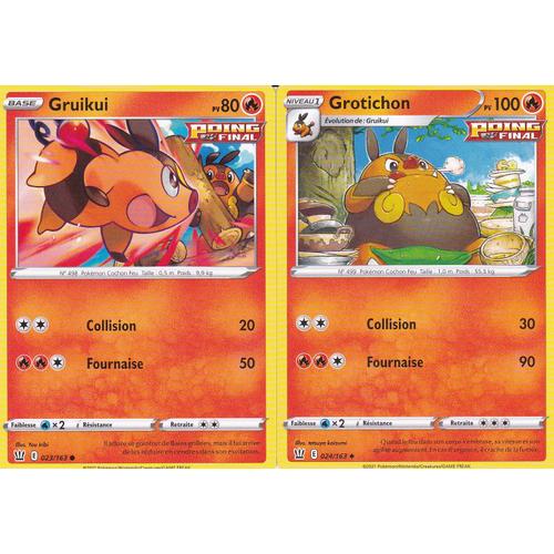 2 Cartes Pokemon - Grotichon 024/163 + Gruikui 023/163 - Épée Et Bouclier 5 - Styles De Combat - Eb5 - Vf