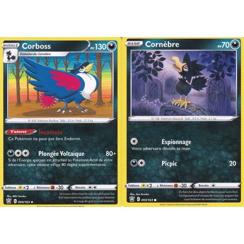 2 Cartes Pokemon - Corboss 094/163 + Cornèbre 093/163 - Épée Et Bouclier 5 - Styles De Combat - Eb5 - Vf