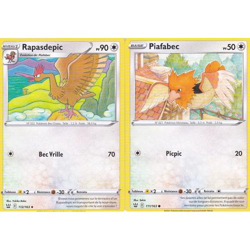 2 Cartes Pokemon - Rapasdepic 112/163 + Piafabec 111/163 - Épée Et Bouclier 5 - Styles De Combat - Eb5 - Vf