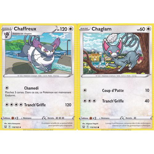 2 Cartes Pokemon - Chaffreux 116/163 + Chaglam 115/163 - Épée Et Bouclier 5 - Styles De Combat - Eb5 - Vf