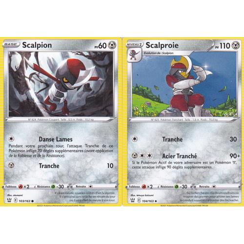 2 Cartes Pokemon - Scalproie 104/163 + Scalpion 103/163 - Épée Et Bouclier 5 - Styles De Combat - Eb5 - Vf -