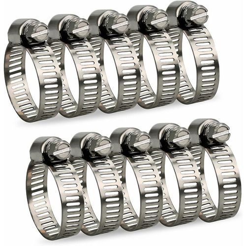 Collier De Serrage Tuyau Reglable 16-25mm Gamme En Acier Inoxydable 304 Assortiment Tuyau Pinces Clips Pour Famille Tuyau D'eau, Home Gaz, Tube D'automobiles, Robinet 10 Pieces (16-25mm) goodnice