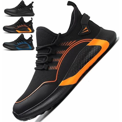 Chaussures De Securite Hommes Femmes Avec Capuchon D'orteil En Acier, Entraineurs De Securite Confortables Legers Smash Et Ponction De Chaussures De Travail Resistant Orange-42 Goodnice