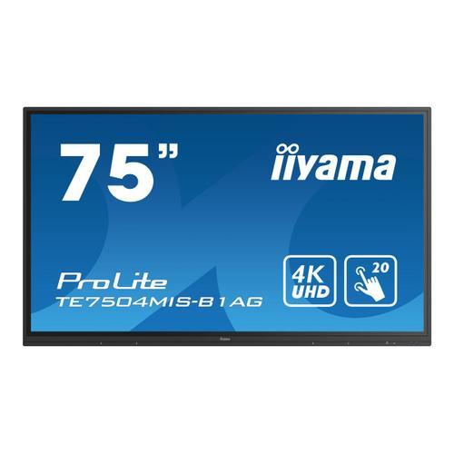 iiyama ProLite TE7504MIS-B1AG - Classe de diagonale 75" (74.5" visualisable) écran LCD rétro-éclairé par LED - interactive - avec lecteur de média intégré et écran tactile (multipoint) - 4K UHD...