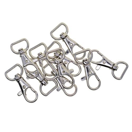 Fermoirs pivotants, mousquetons pour lanière, clips pour porte-clés, 10 pièces Argent 2 cm