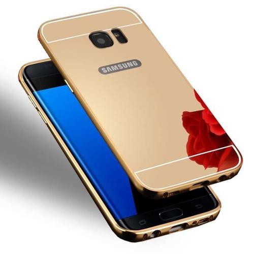 Détachables Aluminium Miroir Effet Coque Pour Samsung Galaxy S7 Edge(Or) Fkt44