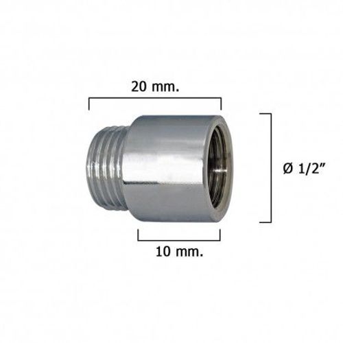 Rallonge ronde chromée 1/2" x 10
