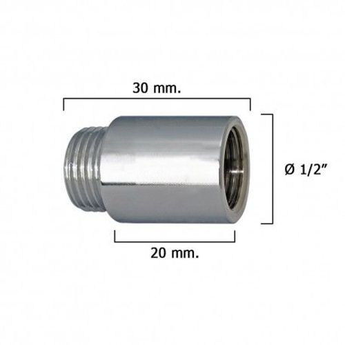 Rallonge ronde chromée 1/2" x 20