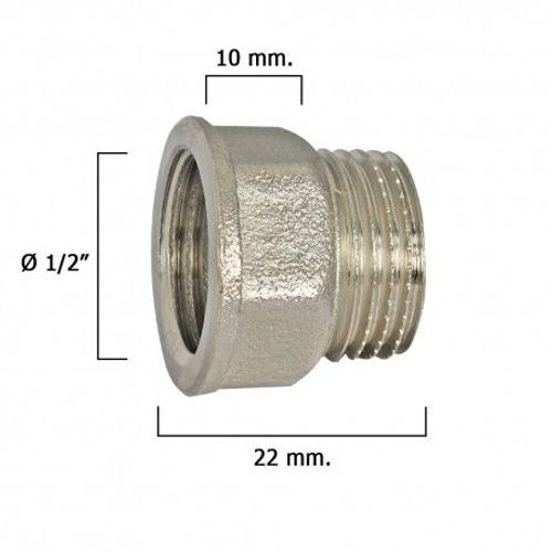 Rallonge hexagonale chromée 1/2 x 10.