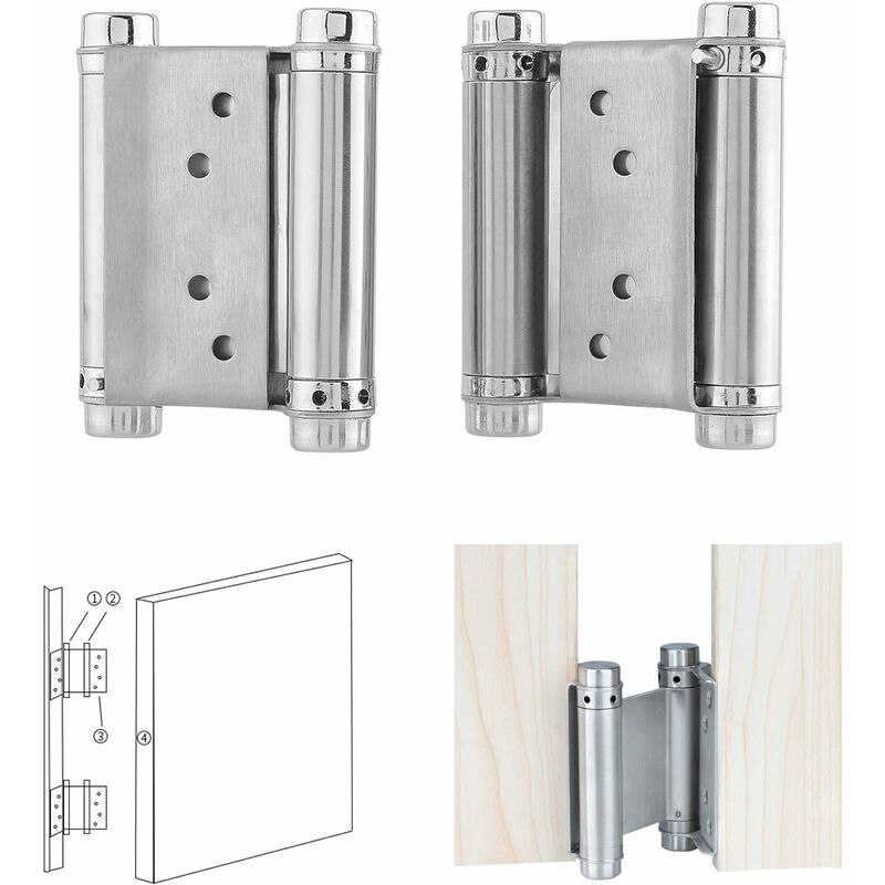 Charnieres A Ressort (153mm) En Acier Inox A Double Action P... - 4