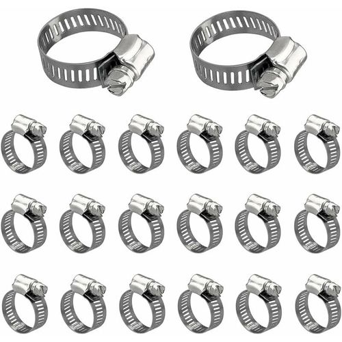 20 Pieces Tuyau Pinces Collier Serrage Inox 13-19 Mm Reglable Collier Serrage Collier De Serrage Robuste Et Resistant A La Rouille Pour Famille Tuyau D'eau Reservoir De Gaz Tube D'automobiles goodnice