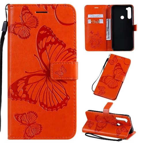 Tongez Étui Pour Xiaomi Redmi Note 8t Flip Kickband Avec Support De Fente Pour Carte Cuir Pu Couverture Magnétique Couverture Antichoc - Couleur Orange