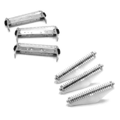vhbw Lot de 3x bloc-couteaux, 3x grille de rasoir avec cadre compatible avec Remington RS8943, RS8966, RS8986 rasoir, noir / argent