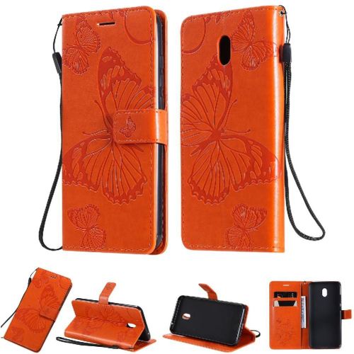 Xiaomi Redmi 8a Étui Pour Flip Cuir Pu Avec Support De Fente Pour Carte Flip Kickband Couverture Antichoc Couverture Magnétique - Couleur Orange