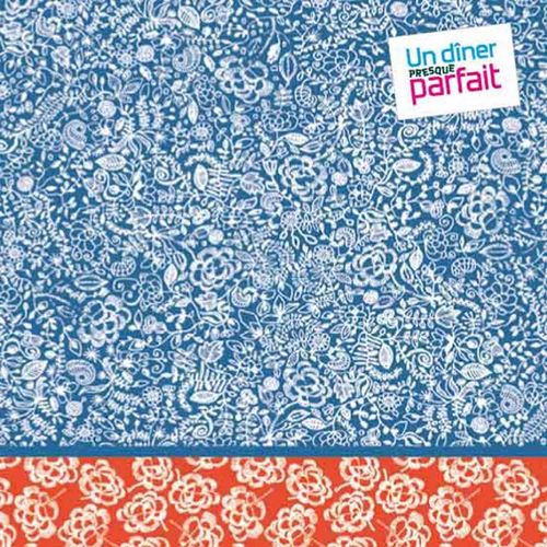 Paris Prix - Lot De 20 Serviettes En Papier "Japan" 38x38cm Bleu