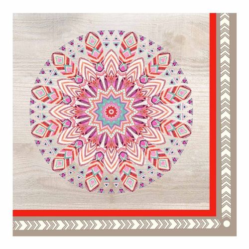 Paris Prix - Lot De 20 Serviettes En Papier "Boho Mandala" 33x33cm Naturel