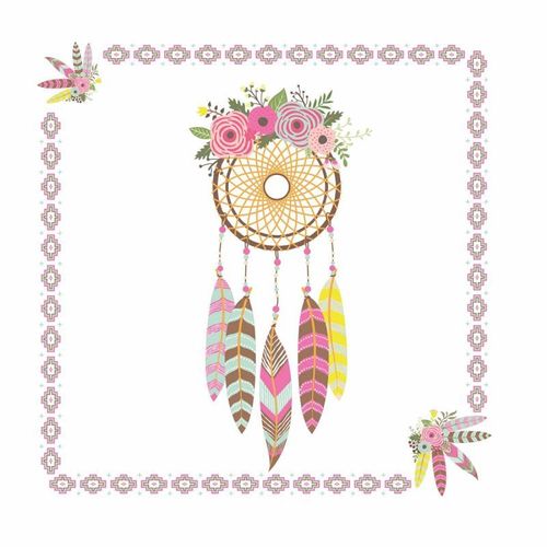 Paris Prix - Lot De 20 Serviettes En Papier "Dream Catcher" 33x33cm Blanc