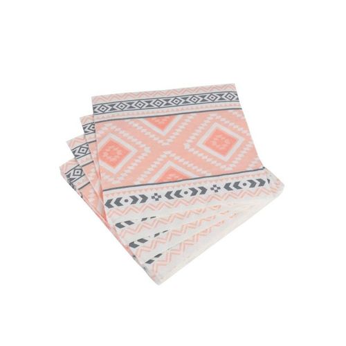 Paris Prix - Lot De 20 Serviettes En Papier "Ethnic" 33x33cm Rose