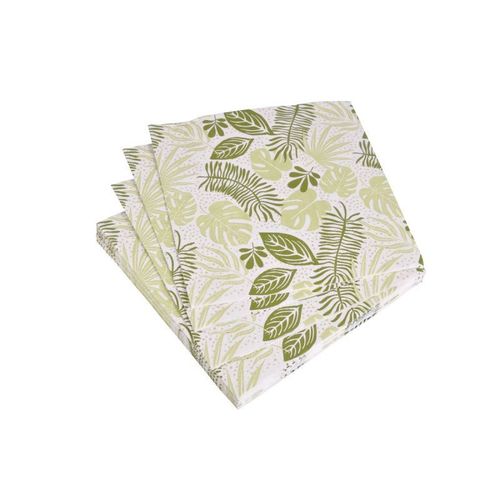 Paris Prix - Lot De 20 Serviettes En Papier "Feuille" 33x33cm Vert