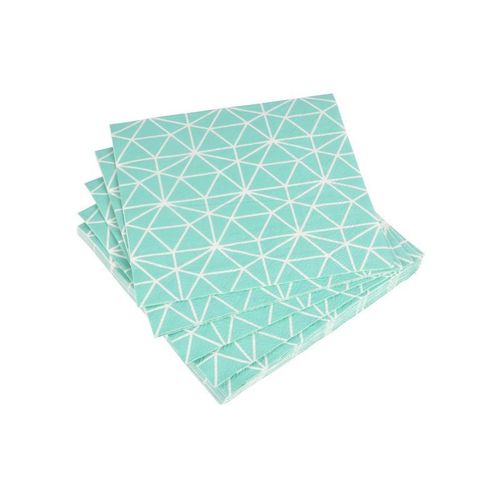 Paris Prix - Lot De 20 Serviettes En Papier "Géométrie" 33x33cm Menthe