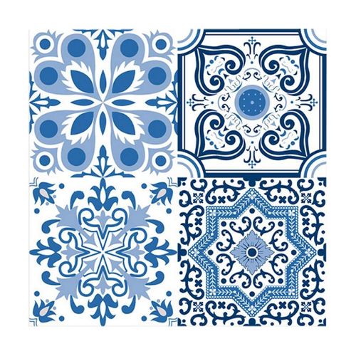 Paris Prix - Lot De 20 Serviettes En Papier "Zellige" 33x33cm Bleu