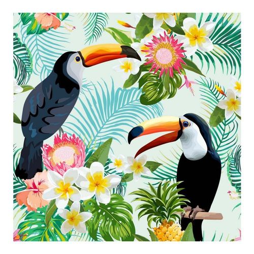 Paris Prix - Lot De 20 Serviettes En Papier "Tropical Birds" 33x33cm Multicolore