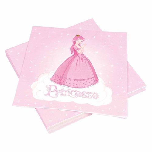 Paris Prix - Lot De 20 Serviettes En Papier "Princesse" 33x33cm Rose