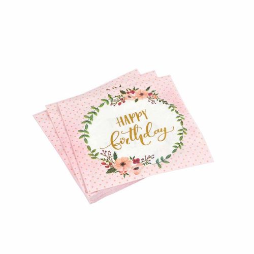 Paris Prix - Lot De 20 Serviettes En Papier "Boho Chat" 33x33cm Rose