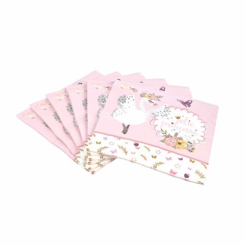 Paris Prix - Lot De 20 Serviettes En Papier "Cygne" 33x33cm Rose