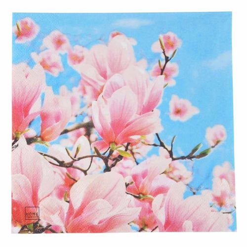 Paris Prix - Lot De 20 Serviettes En Papier "Magnolias" 33x33cm Rose