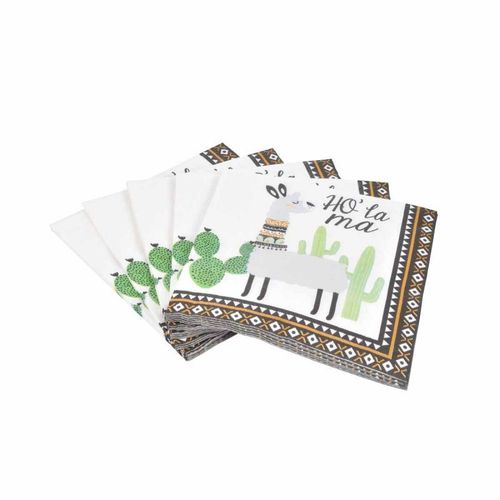 Paris Prix - Lot De 20 Serviettes En Papier "Ho'lama" 33x33cm Noir