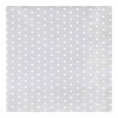 Paris Prix - Lot De 20 Serviettes En Papier "Mini Étoile" 33x33cm Argent