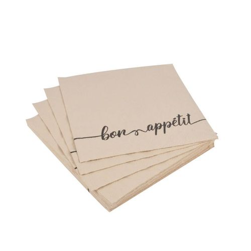 Paris Prix - Lot De 20 Serviettes "Vintage Lunch" 33x33cm Naturel