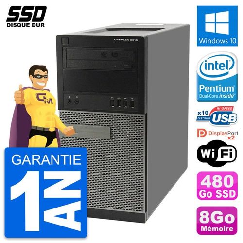 PC Tour Dell OptiPlex 9010 Intel Pentium G630 RAM 8Go SSD 480Go Windows 10 Wifi