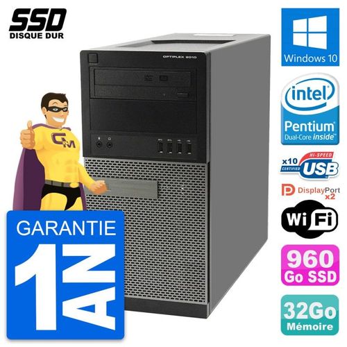 PC Tour Dell OptiPlex 9010 Intel Pentium G630 RAM 32Go SSD 960Go Windows 10 Wifi