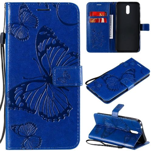 Flip Étui Pour Nokia 2.3 Couverture Magnétique Couverture Antichoc Flip Kickband Avec Support De Fente Pour Carte Cuir Pu - Bleu