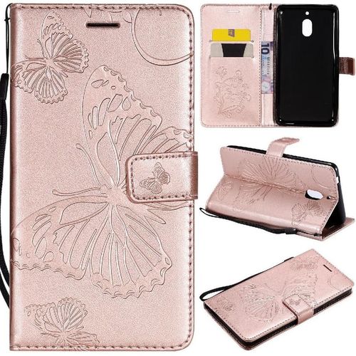 Flip Étui Pour Nokia 2.1 Avec Support De Fente Pour Carte Cuir Pu Couverture Antichoc Couverture Magnétique Flip Kickband - Couleur Rose