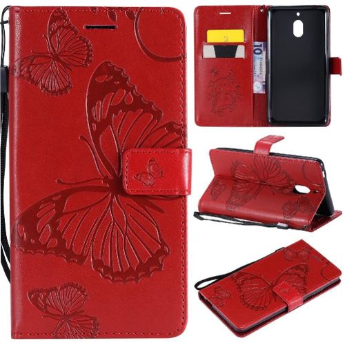 Flip Étui Pour Nokia 2.1 Avec Support De Fente Pour Carte Cuir Pu Couverture Antichoc Couverture Magnétique Flip Kickband - Rouge